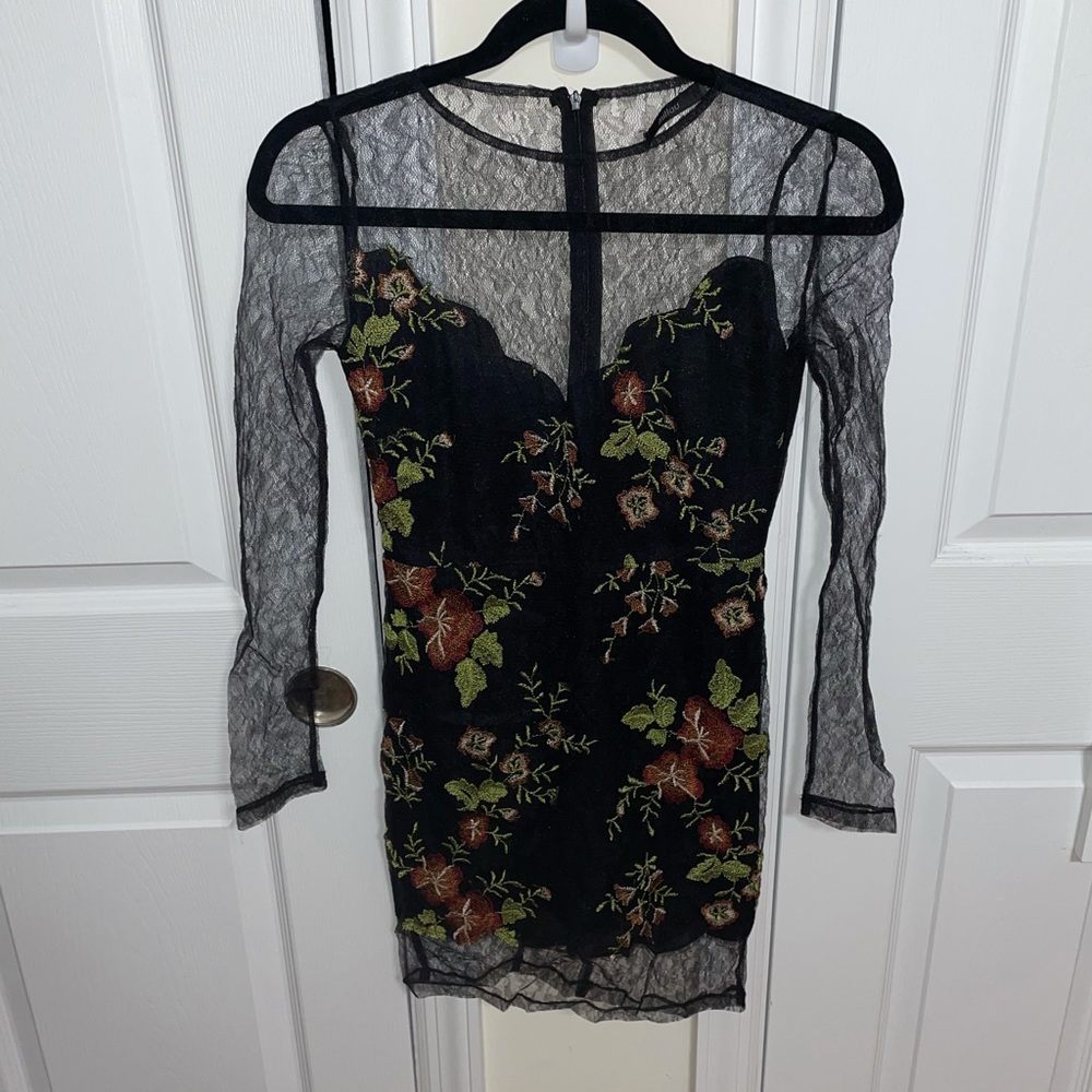 LF floral mesh tight dress